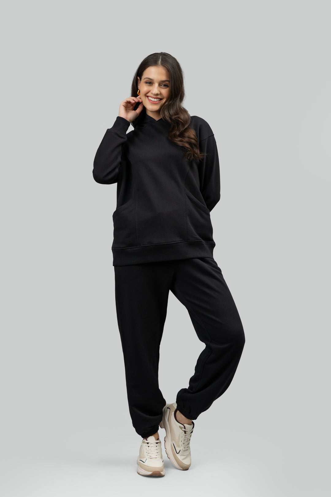 Midnight Black Terry Oversized Co-ord Set