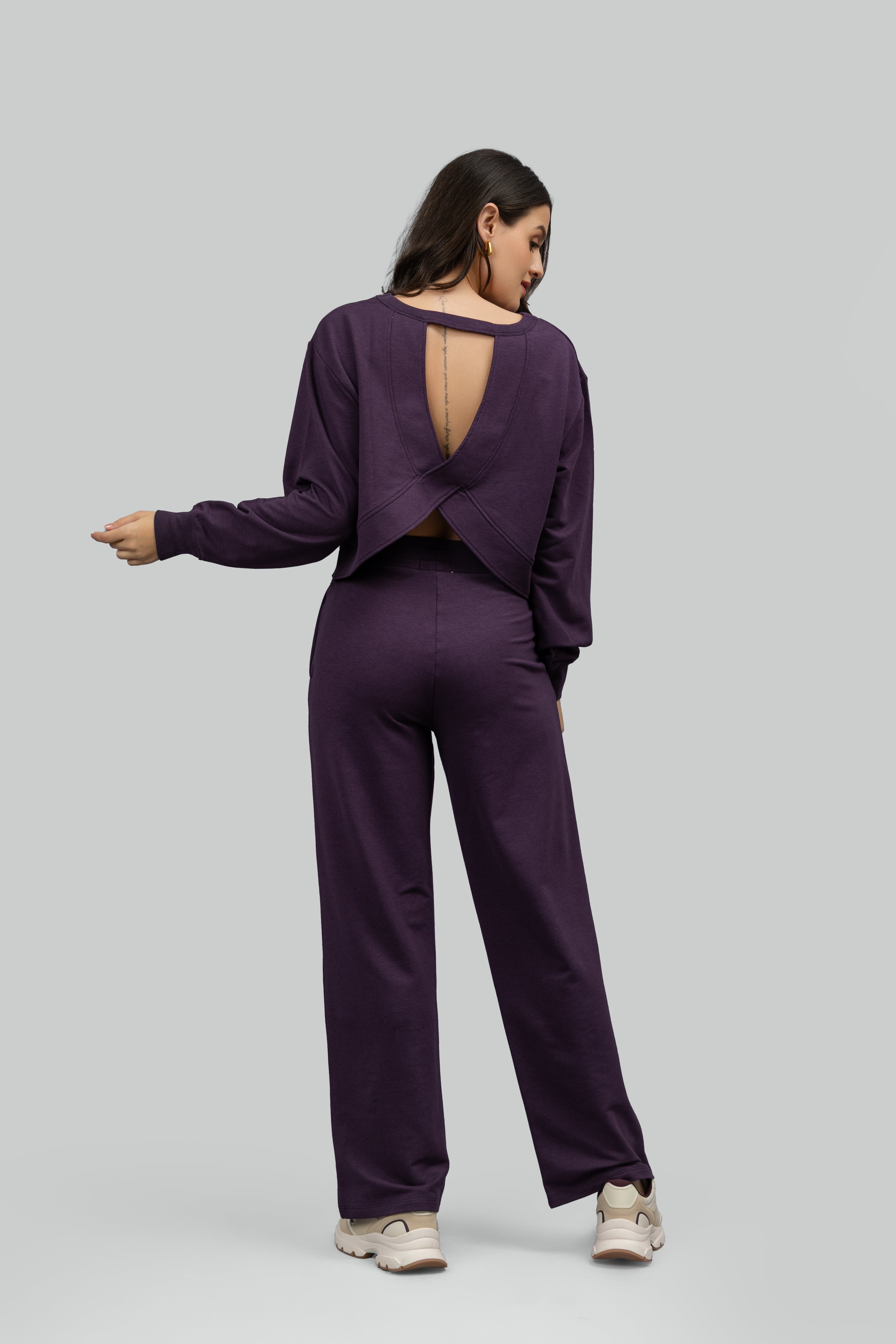 Bordeaux Bamboo Terry Open Back Co-ord Set – NeceSera