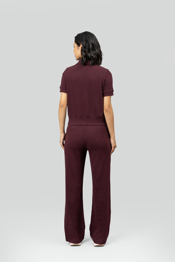 Burgundy Ottoman Rib Polo Set