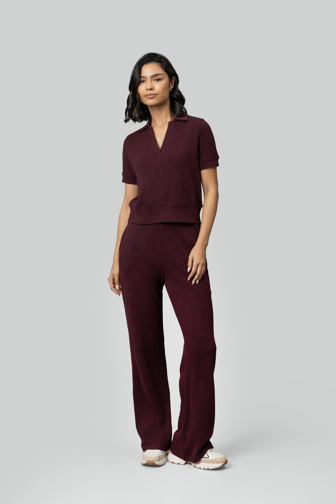 Burgundy Ottoman Rib Polo Set