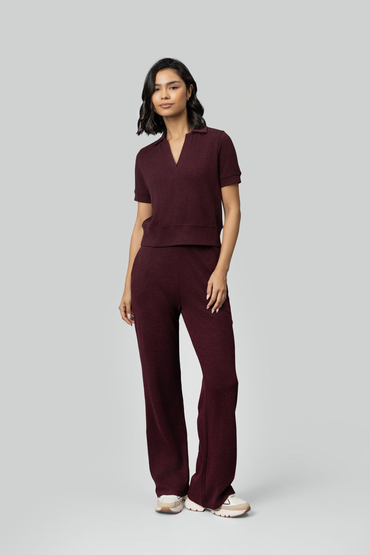 Burgundy Ottoman Rib Polo Set