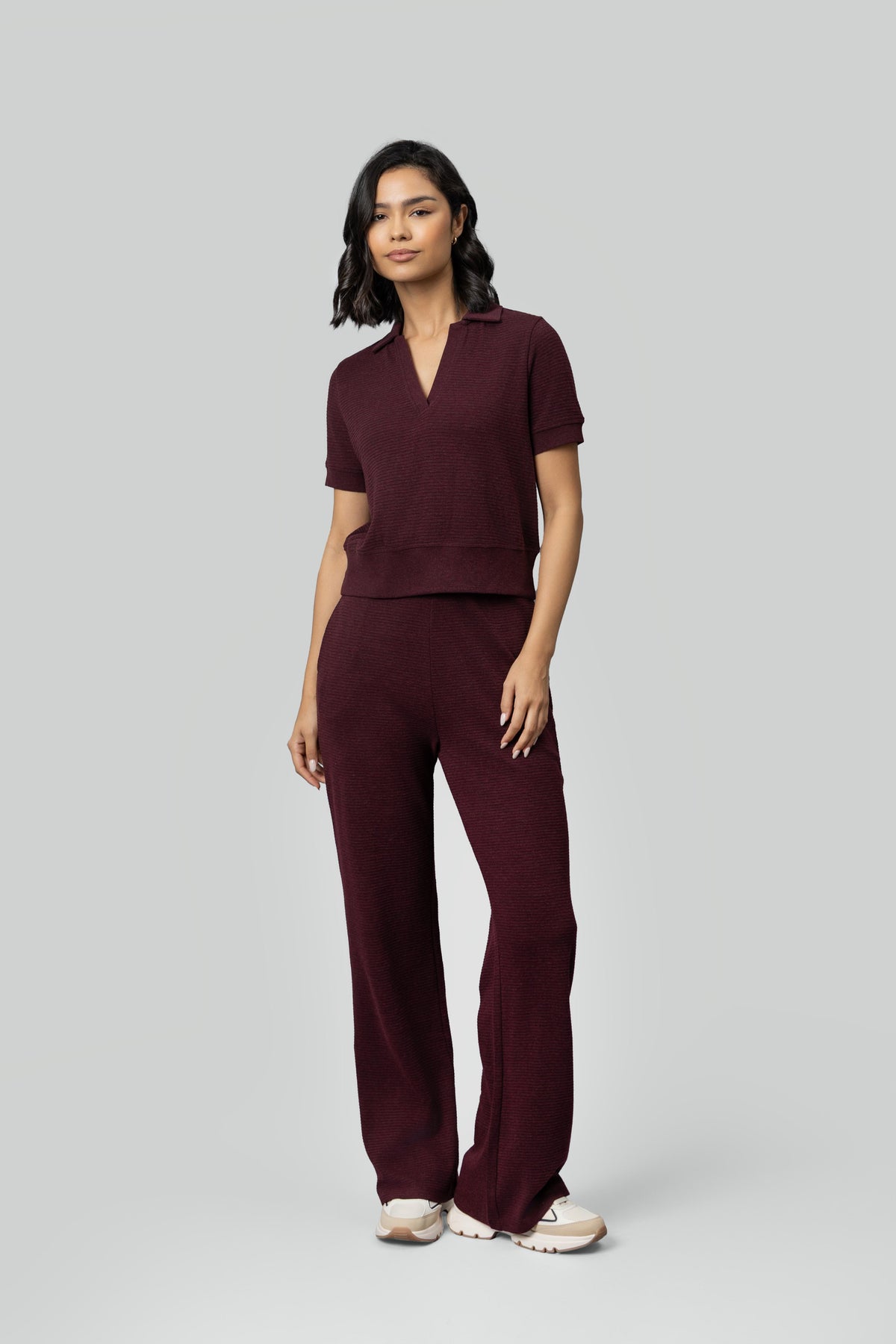 Burgundy Ottoman Rib Polo Set