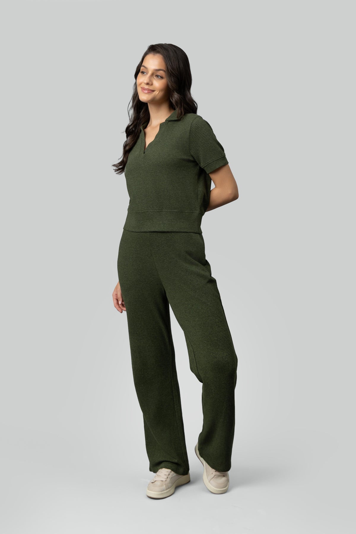 Olive Ottoman Rib Polo Set