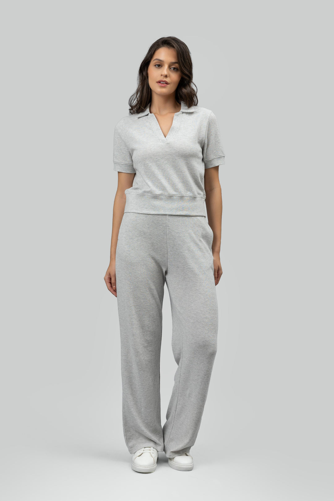 Grey Ottoman Rib Polo Set