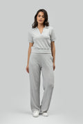 Grey Ottoman Rib Polo Set