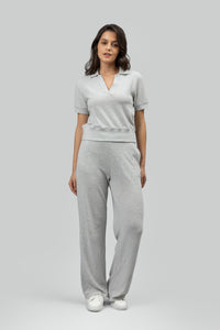 Grey Ottoman Rib Polo Set