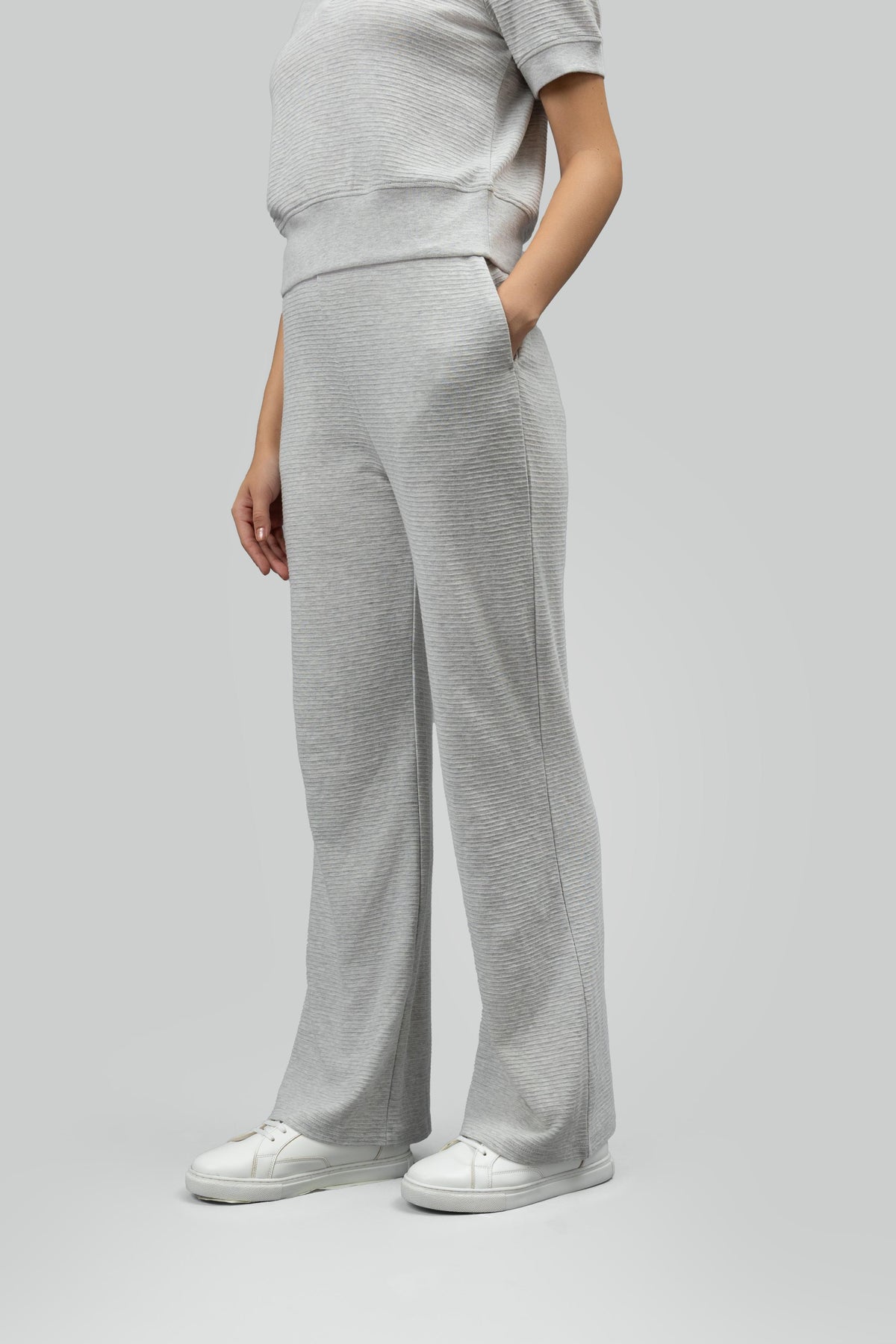Grey Ottoman Rib Polo Set