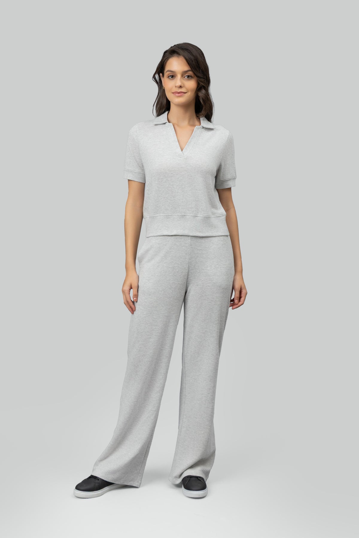 Grey Ottoman Rib Polo Set