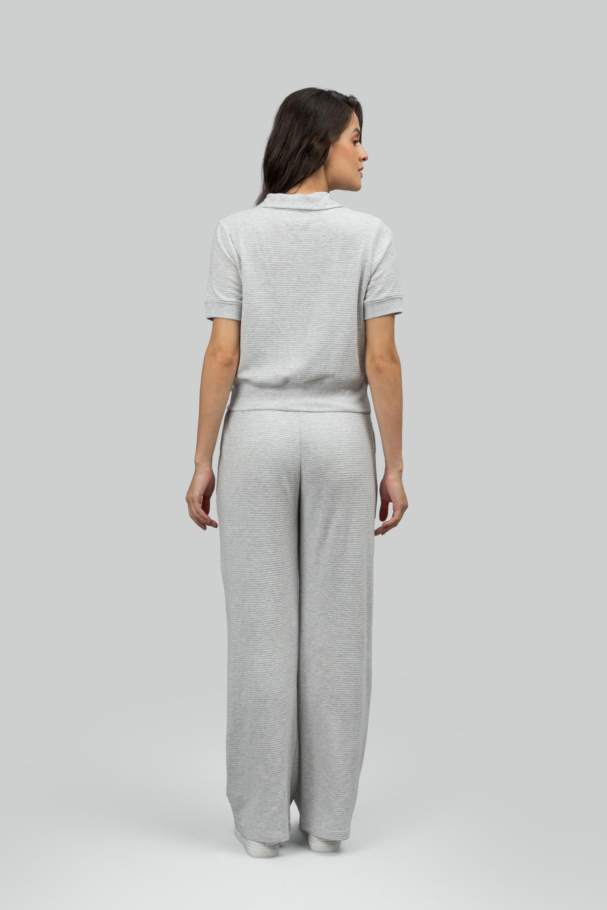 Grey Ottoman Rib Polo Set