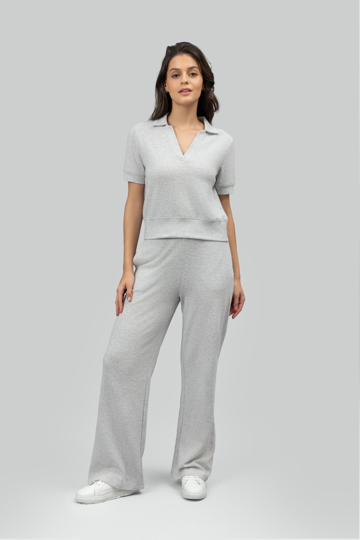 Grey Ottoman Rib Polo Set