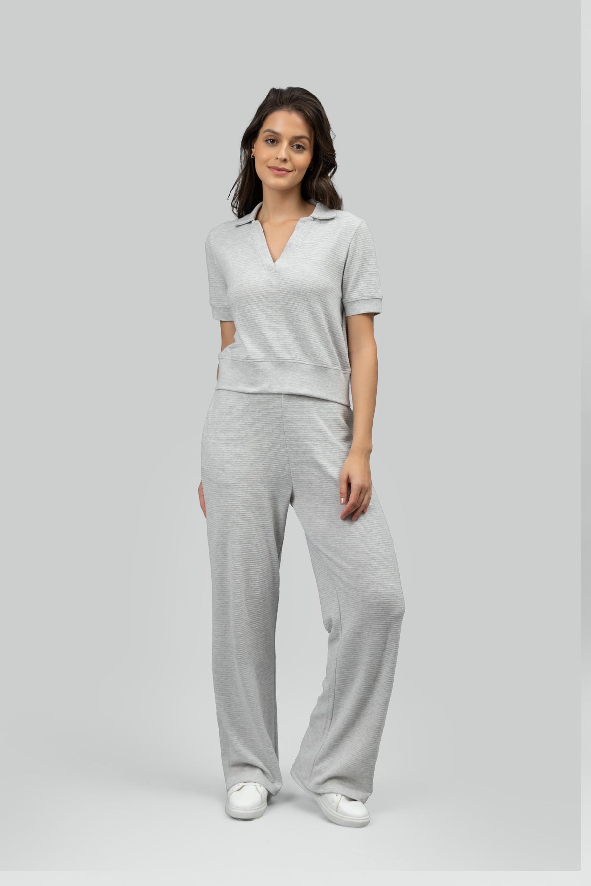Grey Ottoman Rib Polo Set