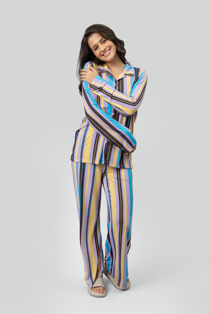 Striped Button Down Pajama Set