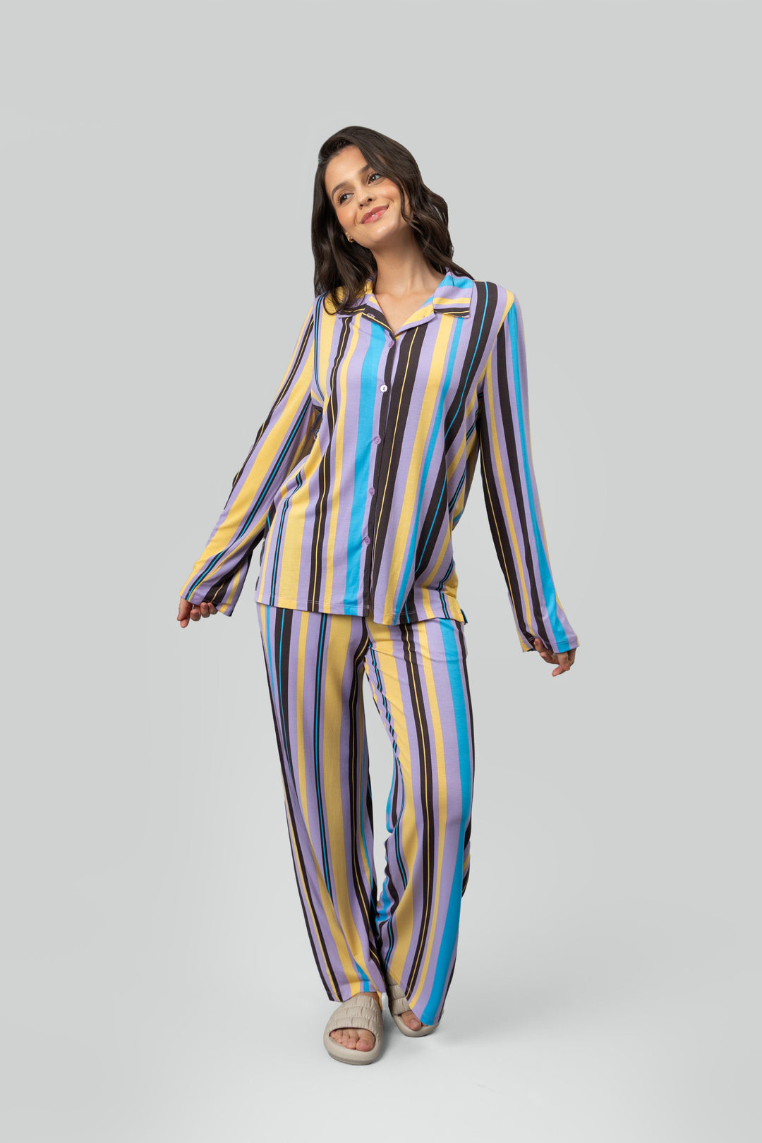 Striped Button Down Pajama Set