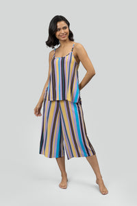 Striped Culotte Set With Tank Top