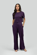 Soft Flare Plum Cropped Lounge Set