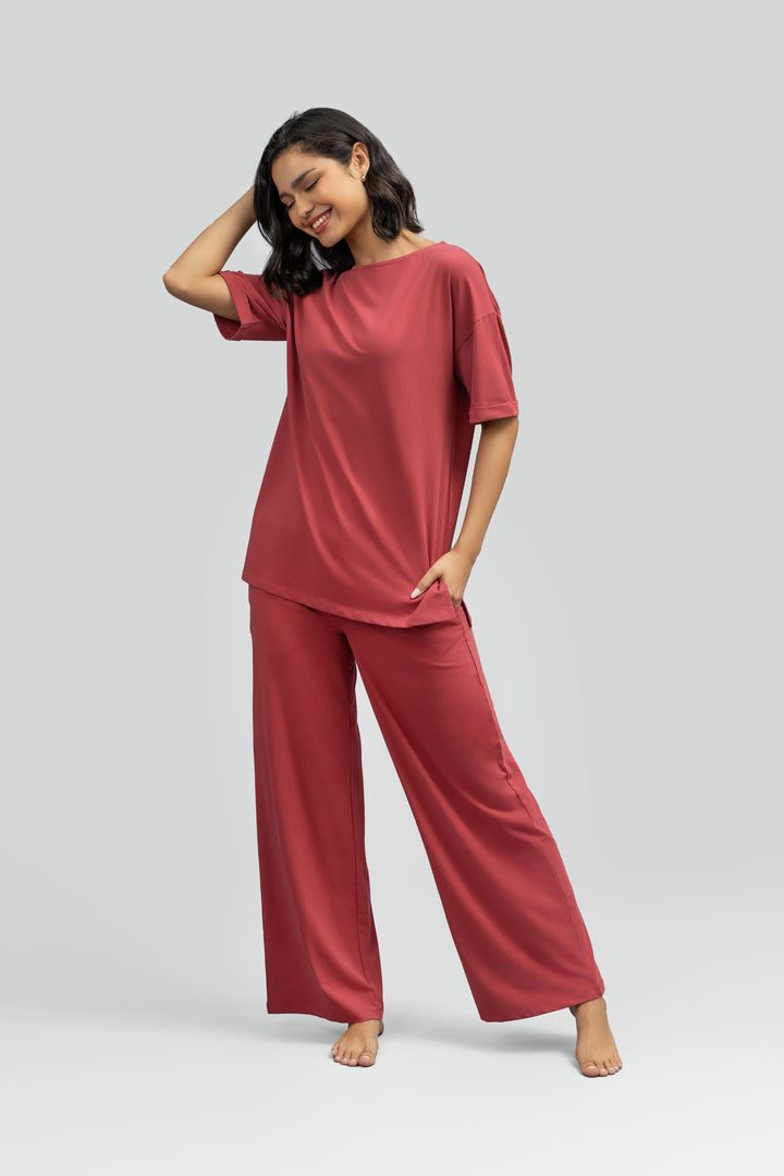 Side-Slit Ruby Long Lounge Set