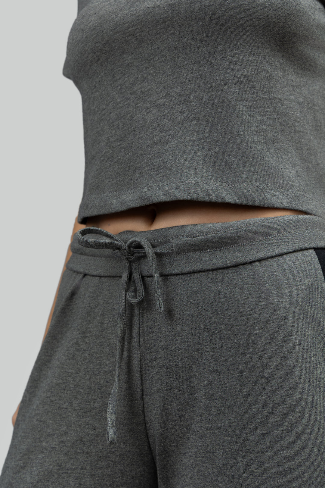 Grey Soft Cotton Side Slit Flare Lounge Set