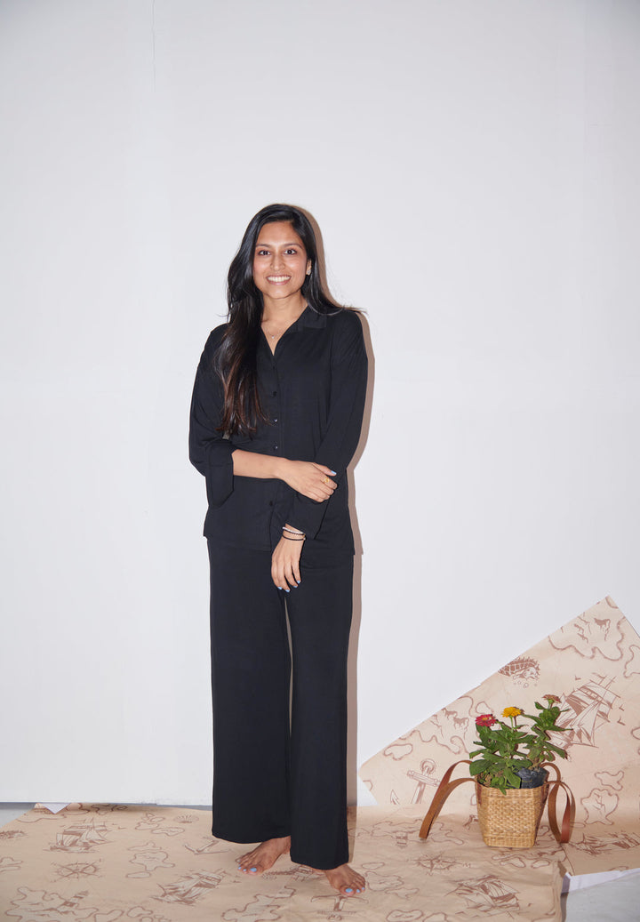 Flared Modal Pajama Set with Long Lounge top