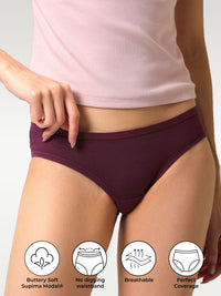 Set of 5 Full Coverage Bikini - Soothing Ruby Supima Modal Nessies