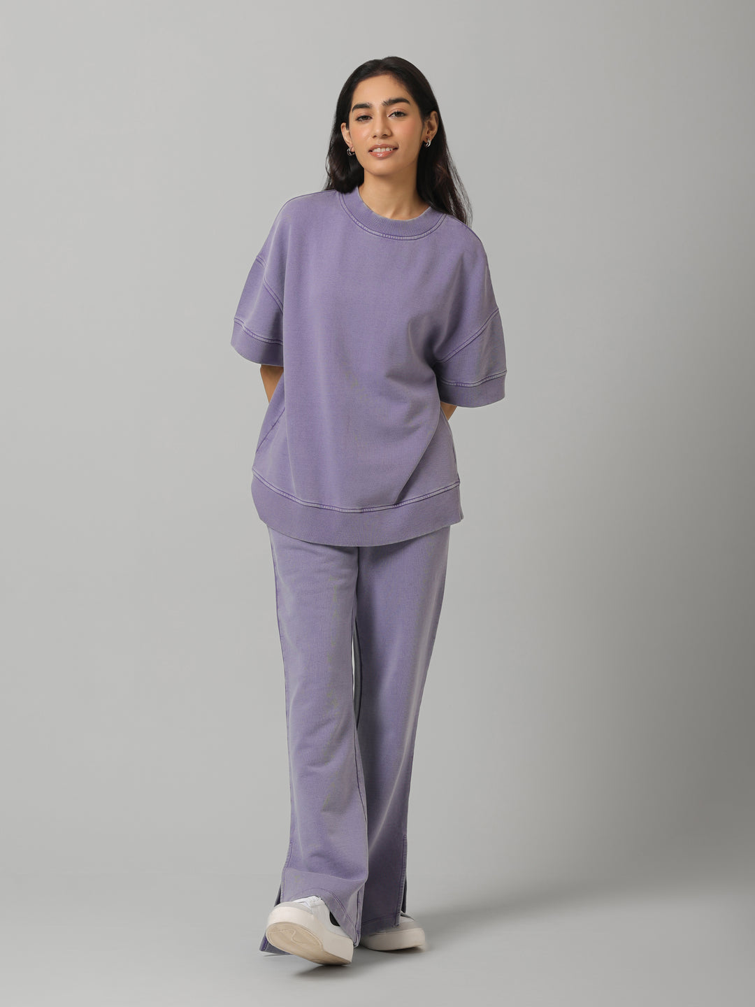 100% Cotton Terry Lilac Acid Wash Set