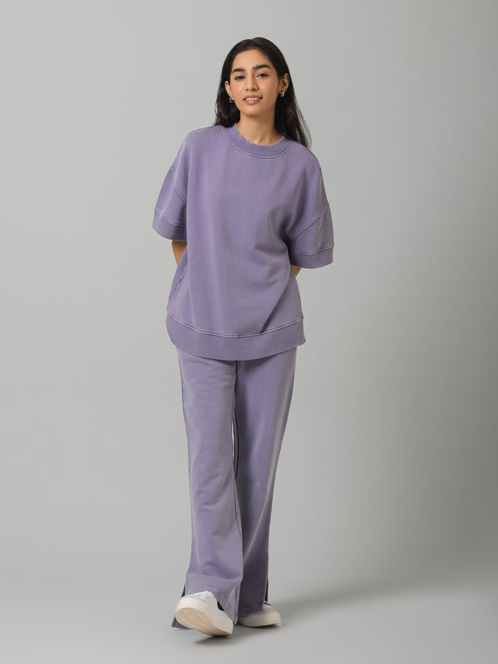 100% Cotton Terry Lilac Acid Wash Set