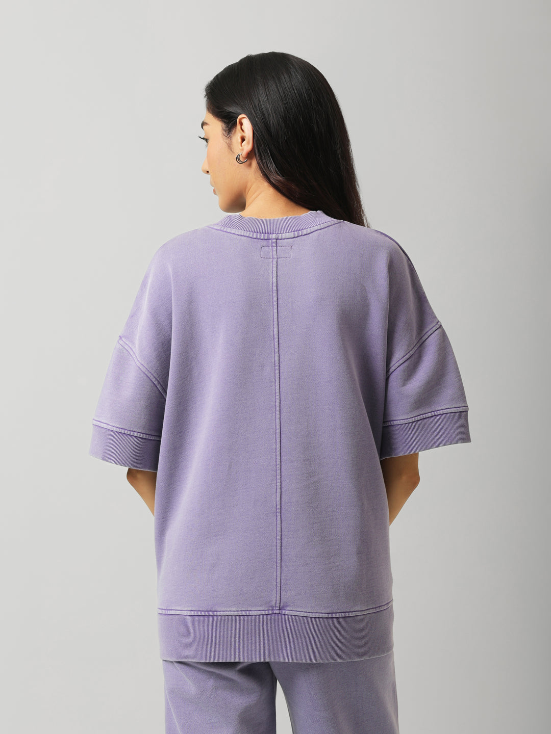 Lilac Acid Wash Short Sleeve Sweatshirt
