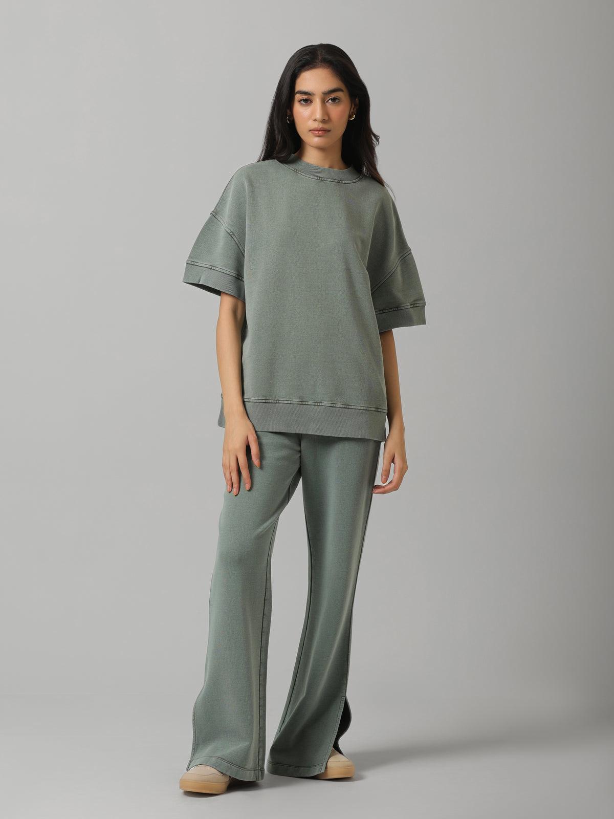 100% Cotton Terry Green Acid Wash Set