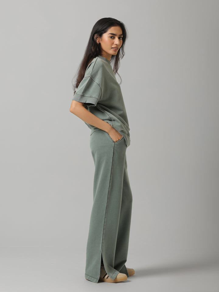 100% Cotton Terry Green Acid Wash Set