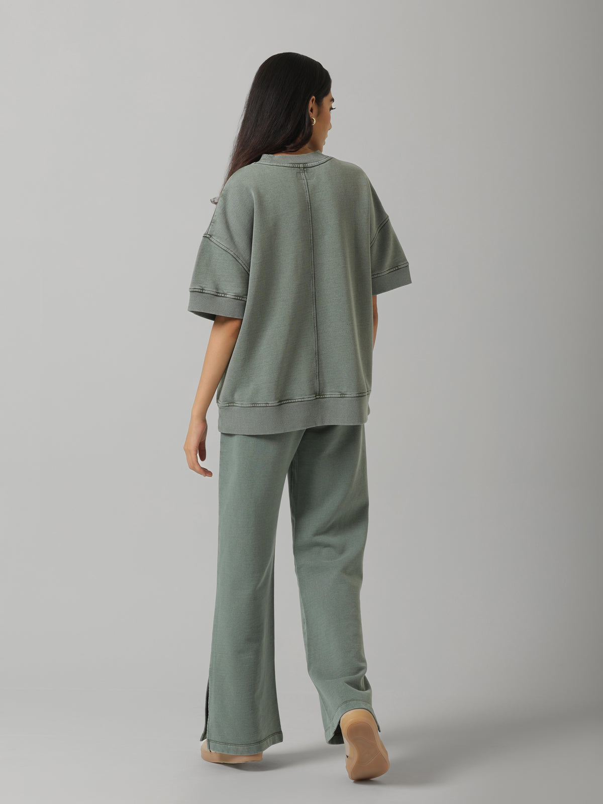 100% Cotton Terry Green Acid Wash Set