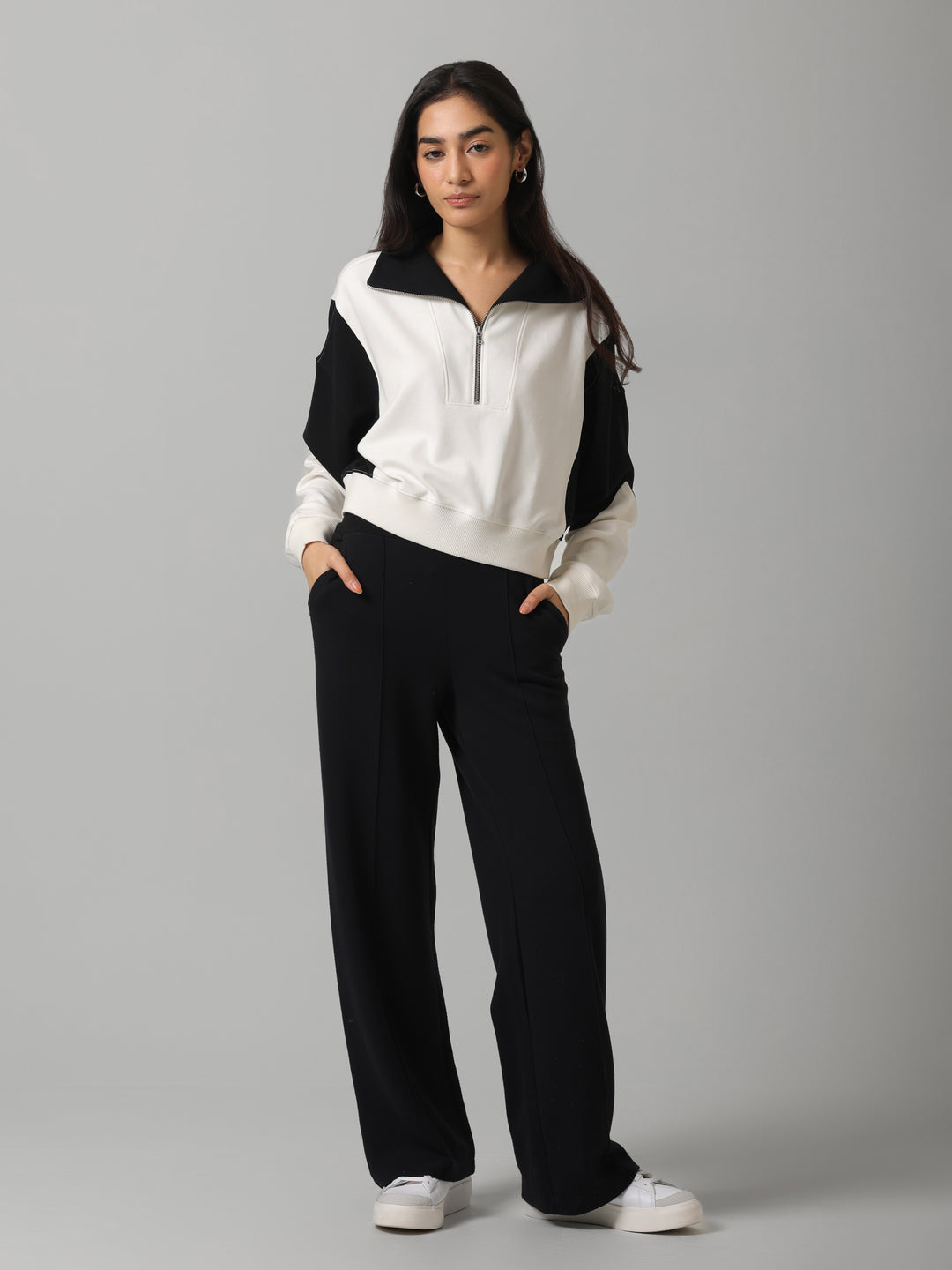 CloudFoma® OffWhite Colourblock Crop Set