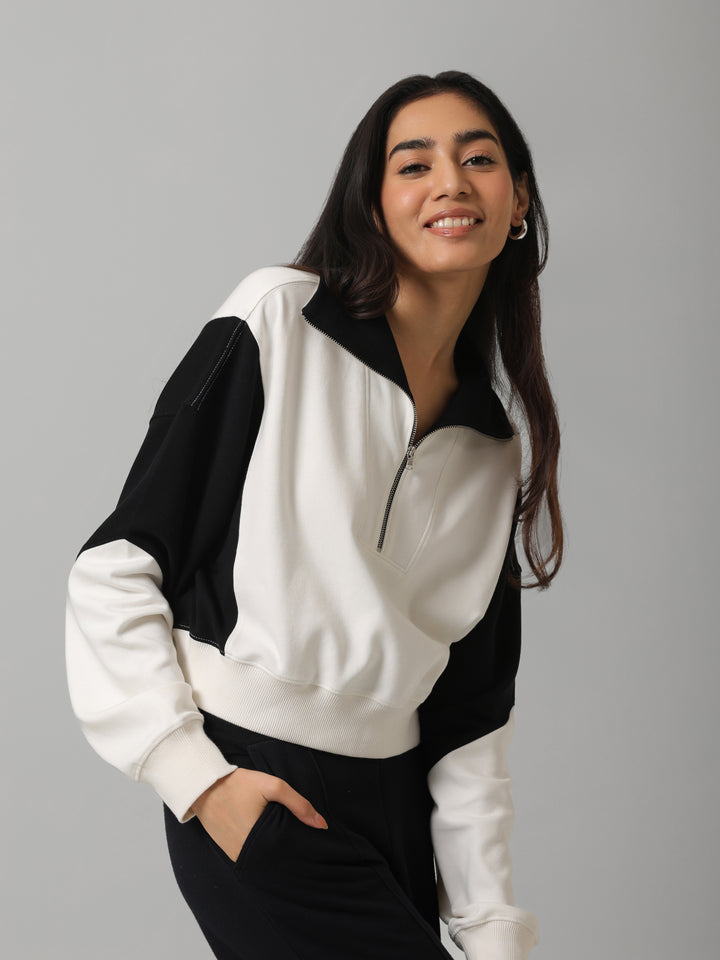 CloudFoma® Black Colourblock Crop Set