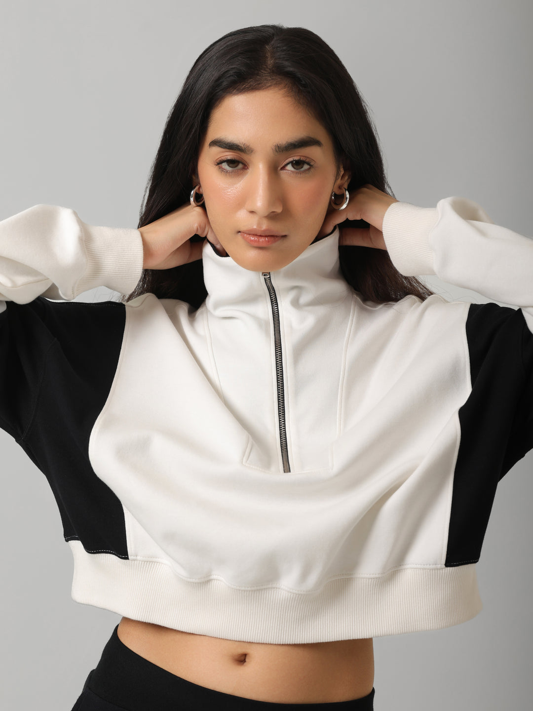 CloudFoma® Black Colourblock Crop Set