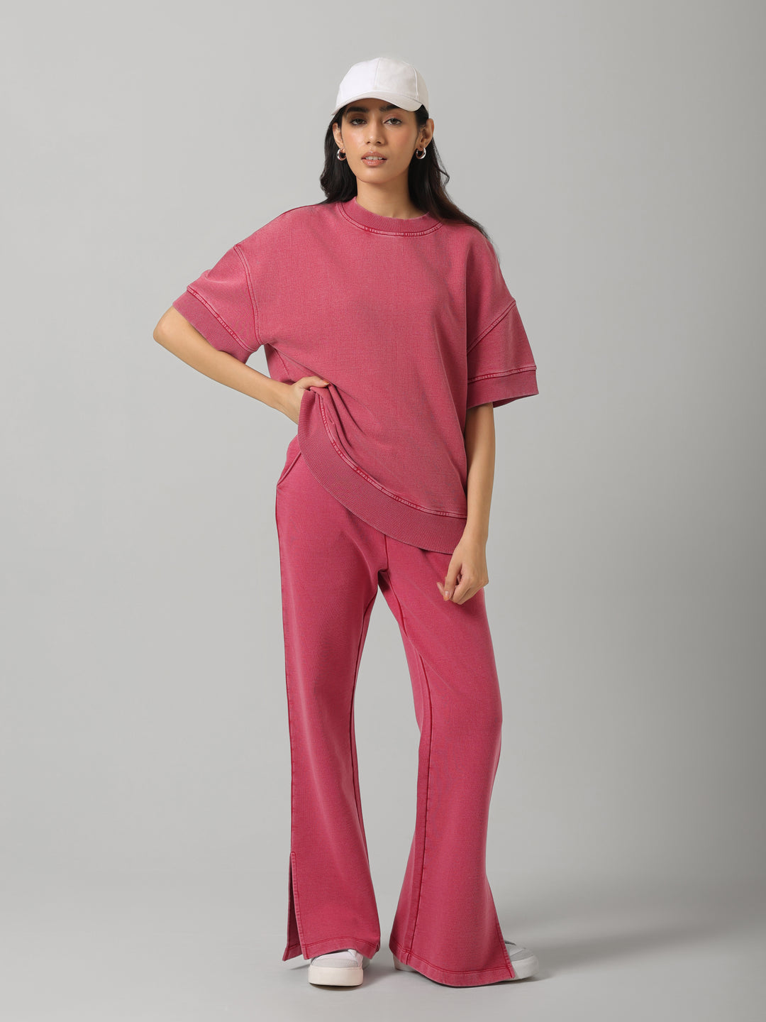 Red Cotton Terry Short Sleeve Sweatshirt