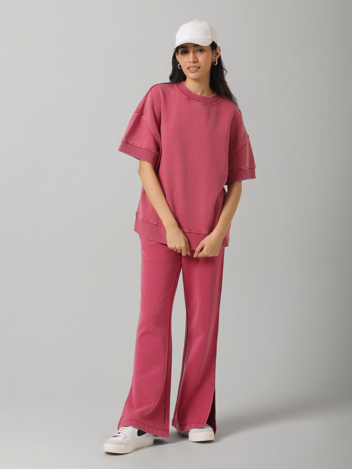 100% Cotton Terry Red Acid Wash Set