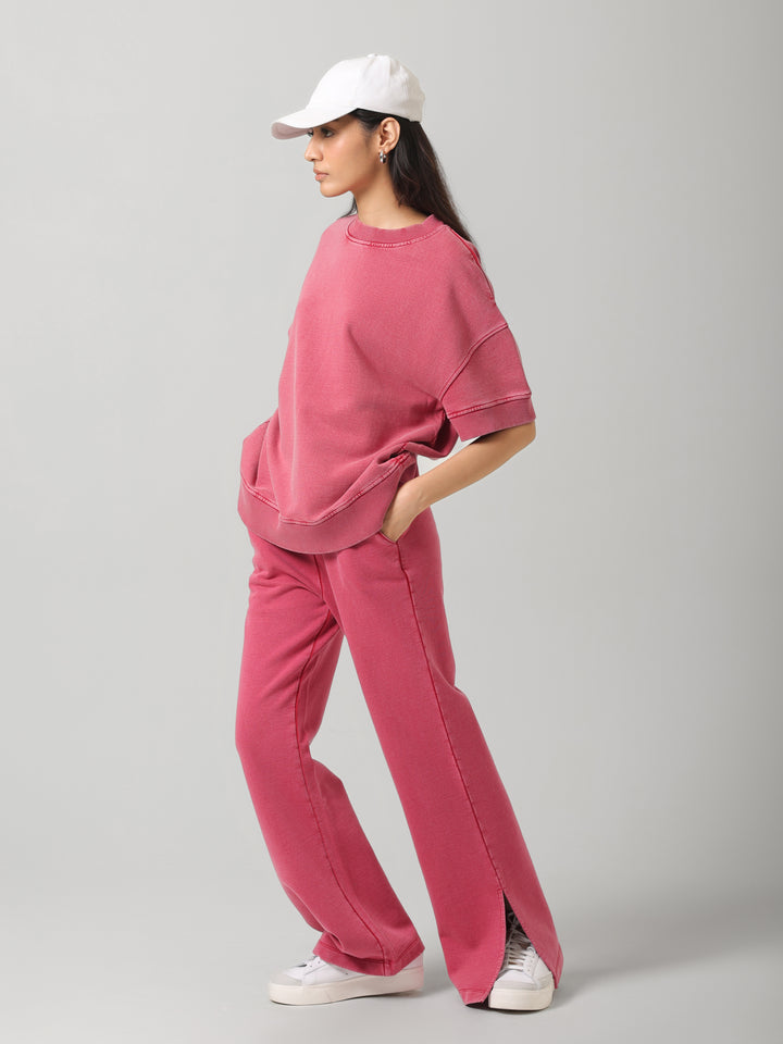 100% Cotton Terry Red Acid Wash Set