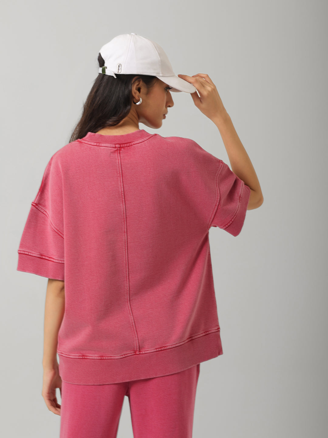 Red Cotton Terry Short Sleeve Sweatshirt