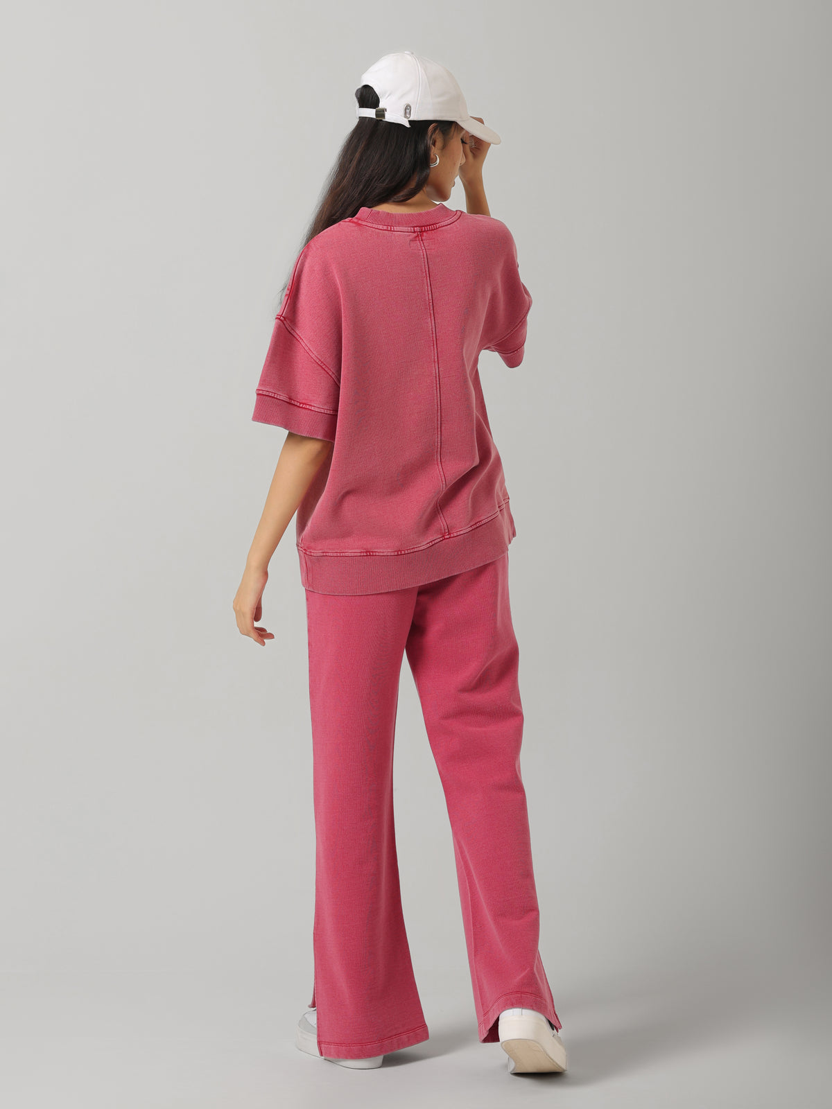 100% Cotton Terry Red Acid Wash Set