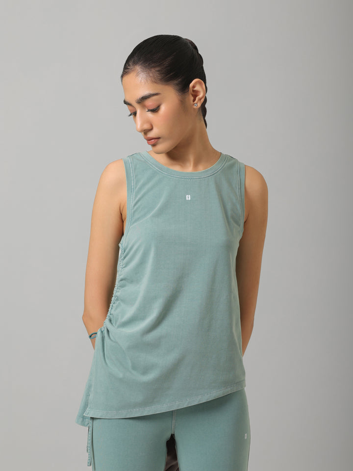 AirSupima® Washed Aqua Ruched Snug Tank