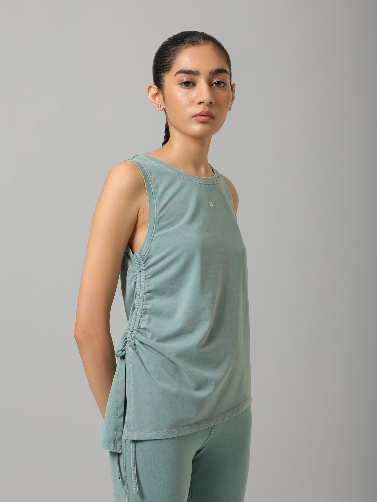 AirSupima® Washed Aqua Ruched Snug Tank