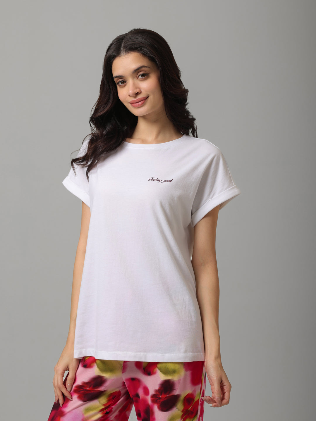 White Sueded Cotton Half Sleeve Tee