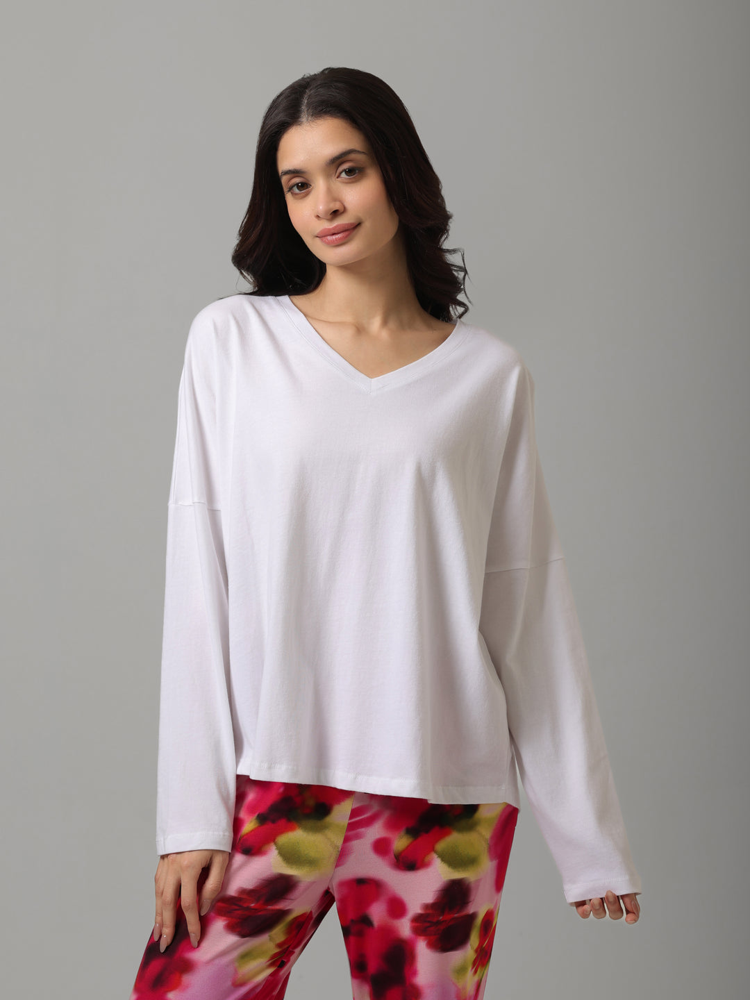 White Sueded Cotton Full Sleeve Tee