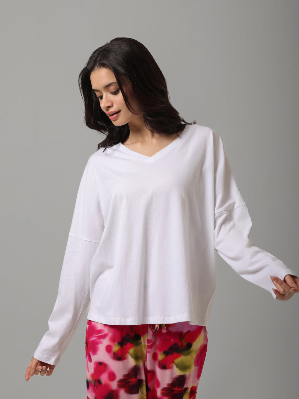 White Sueded Cotton Full Sleeve Tee