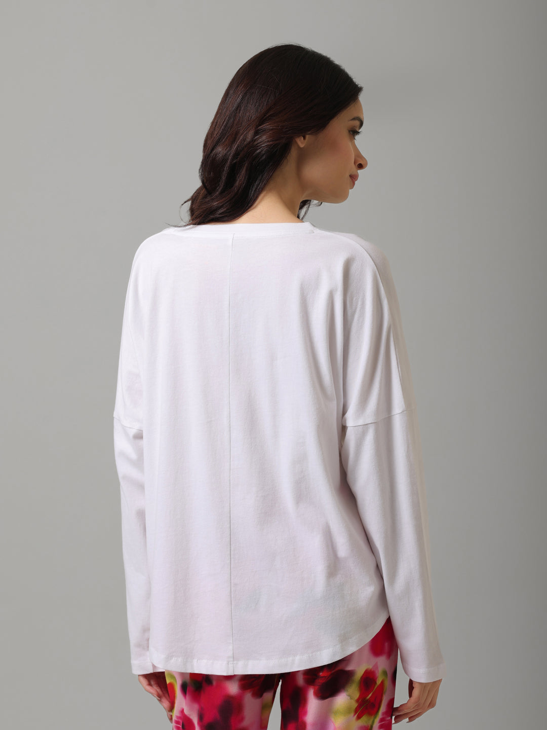 White Sueded Cotton Full Sleeve Tee