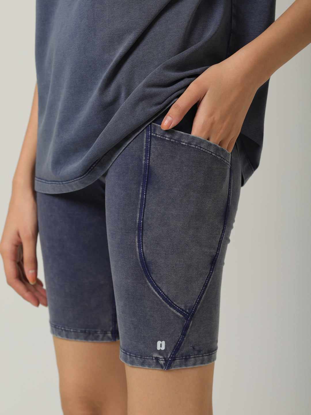 SculptCotton® Denim Blue Ride Shorts