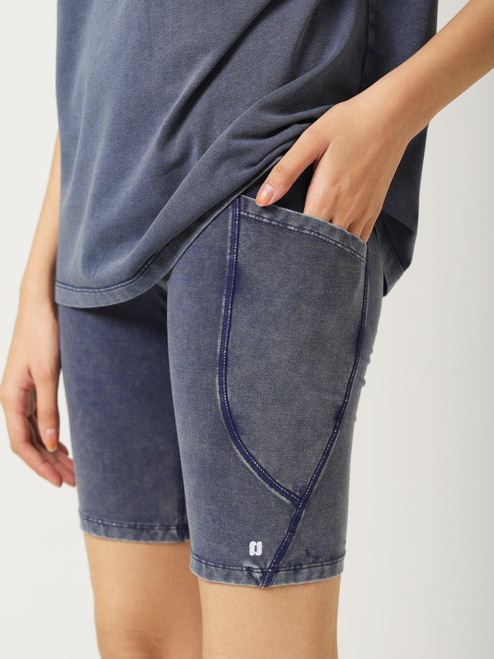SculptCotton® Denim Blue Ride Shorts