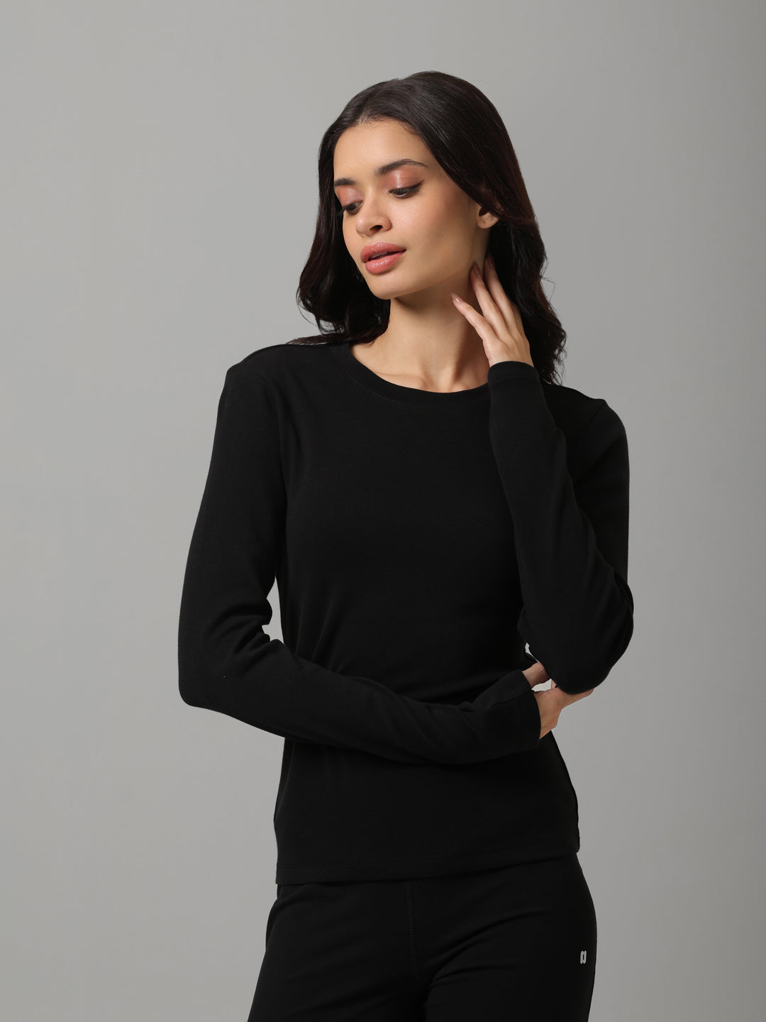 Everyday Black Rib Long Sleeve Tee