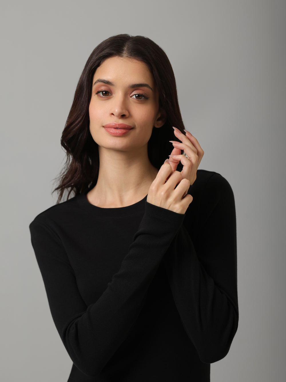 Everyday Black Rib Long Sleeve Tee