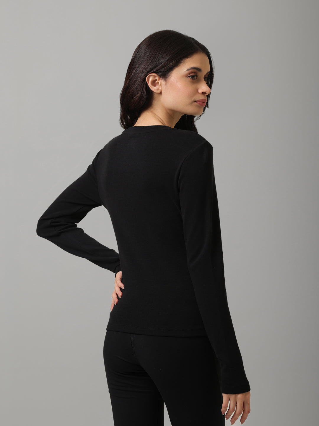 Everyday Black Rib Long Sleeve Tee