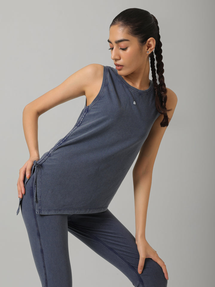 AirSupima® Denim Blue Ruched Snug Tank