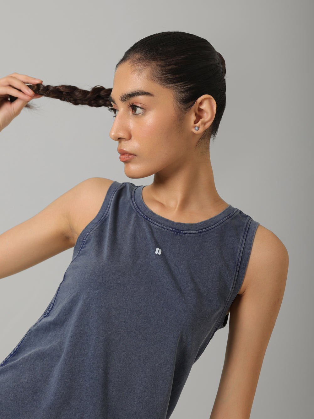 AirSupima® Denim Blue Ruched Snug Tank